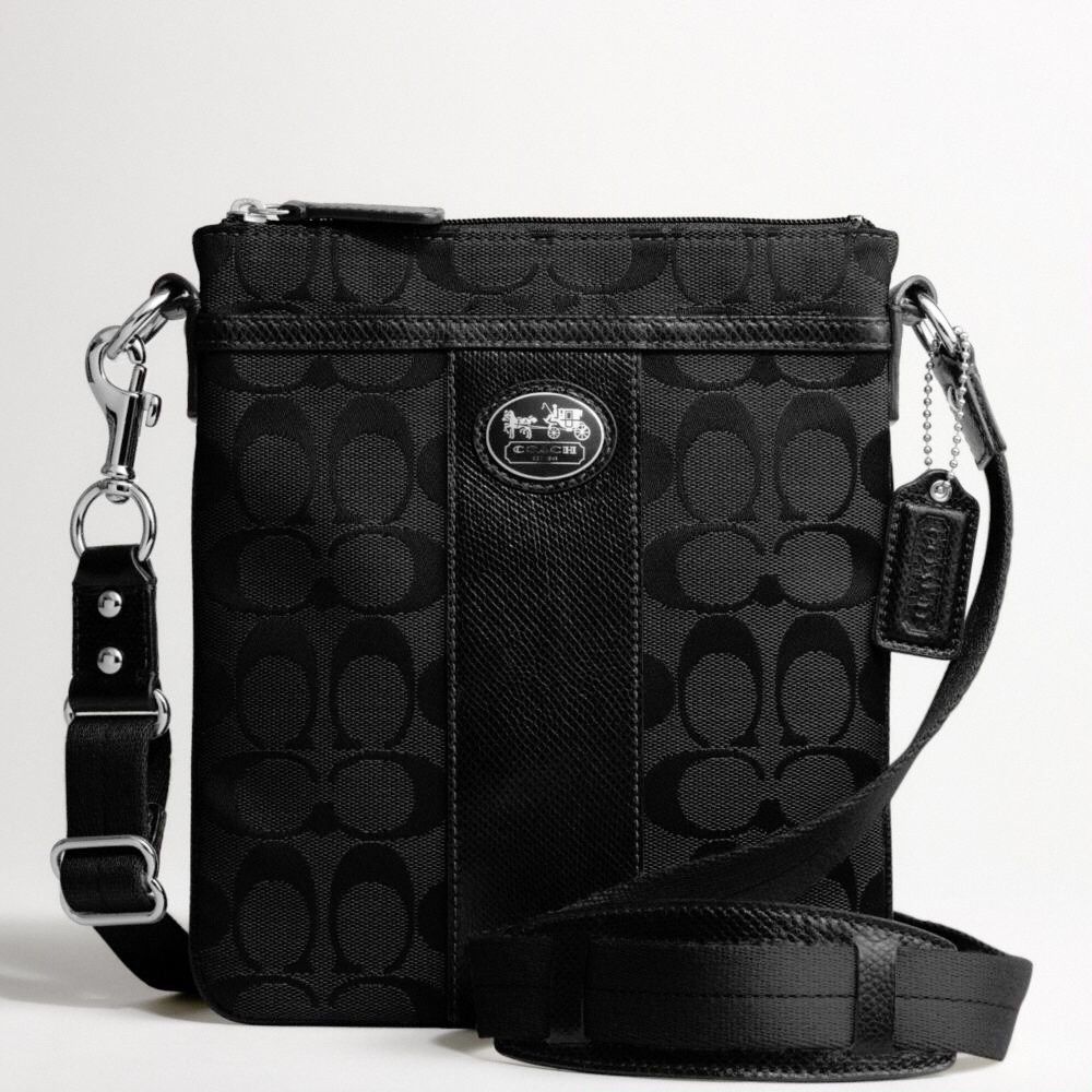 Coach canvas & crocodile embossed crossbody bag